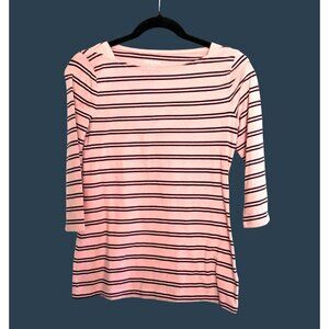 MERONA- WOMENS STRIPE PINK/NAVY COTTON 3/4 SLEEVE SJIRT SIZE SMALL